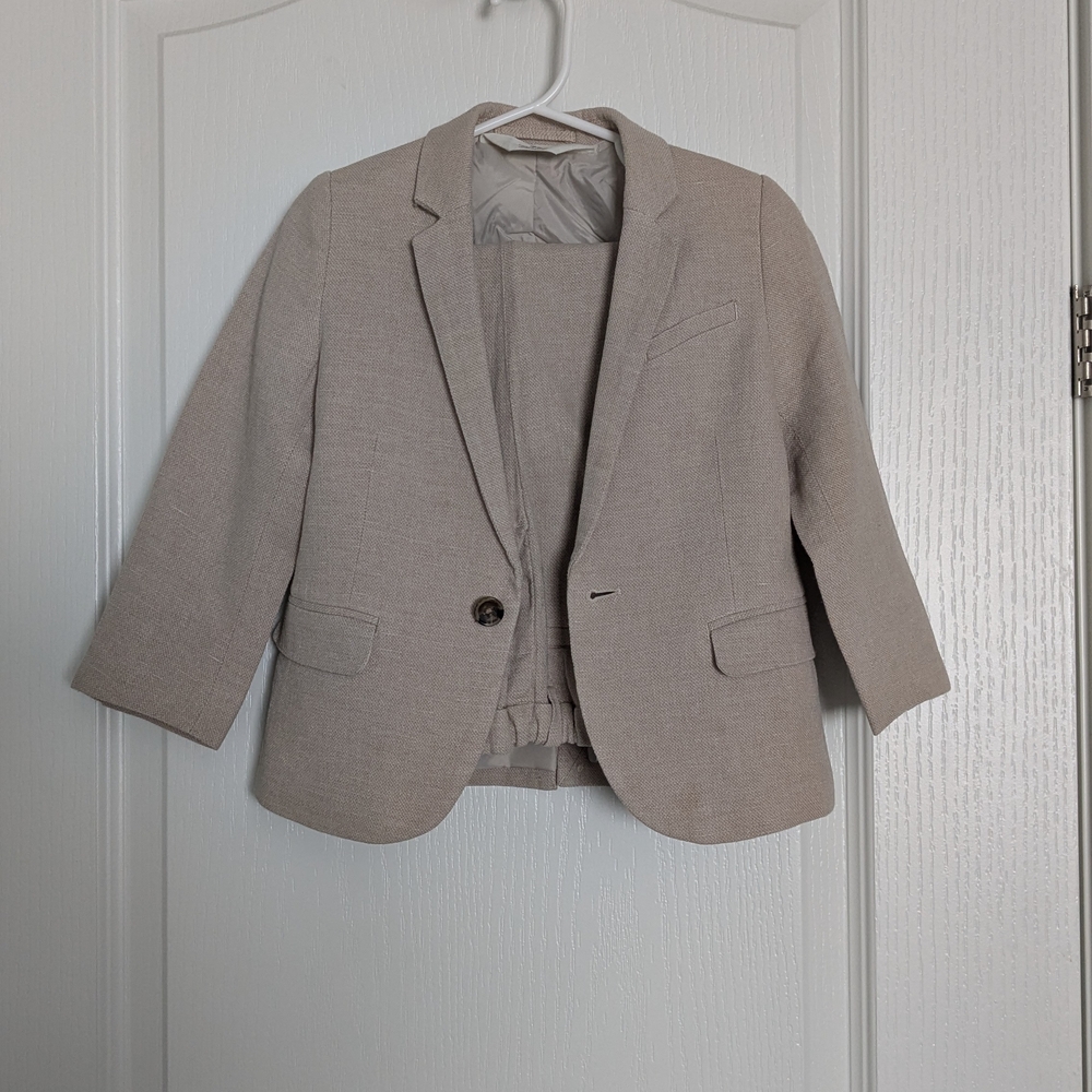 H&M Boys Beige Cotton/Linen Suit 3T